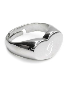 Anello Cuore in Argento con Iniziale