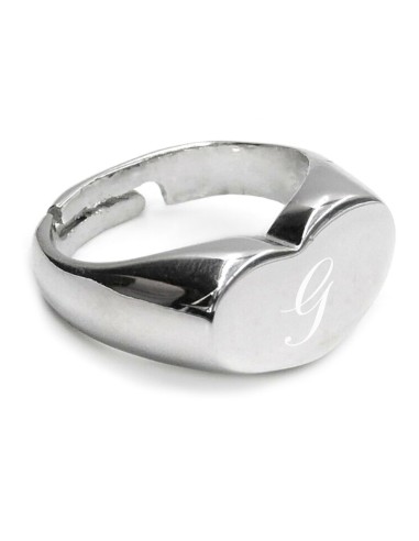 Sterling Silver Heart Shaped Ring with Letter Engraved