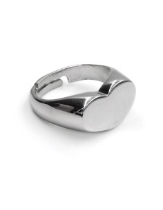 Anello Cuore in Argento con Iniziale 2