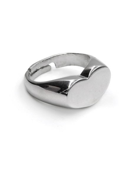 Sterling Silver Heart Shaped Ring with Letter Engraved