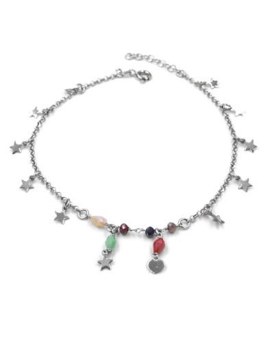 Cavigliera in Argento 925 con Stelle e Cuoricino