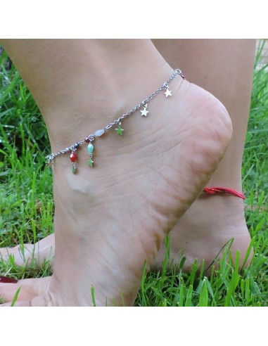 925 Sterling Silver Stars and Heart Anklet 