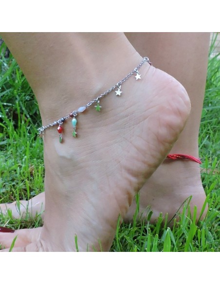925 Sterling Silver Stars and Heart Anklet 