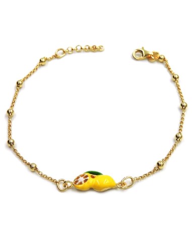 Gold Plated 925 Sterling Silver Lemons Anklet 