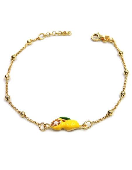 Gold Plated 925 Sterling Silver Lemons Anklet 