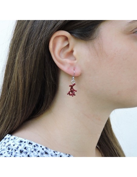 Enamelled Sterling Silver Coral Earrings 