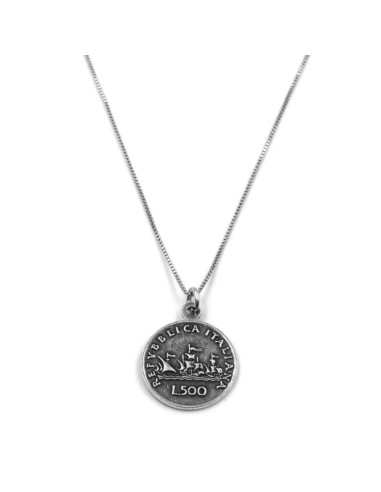 Collana 500 Lire Caravelle in Argento 