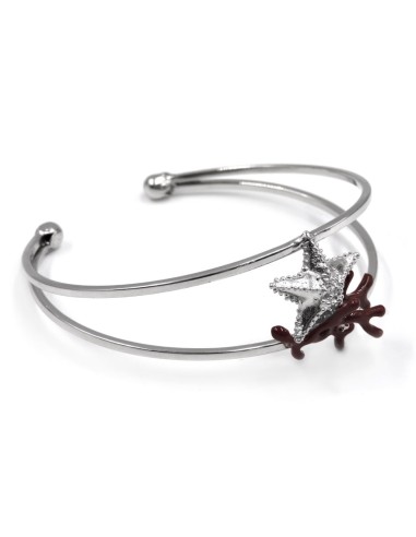 Bracciale Rigido con Stella Marina e Corallo in...