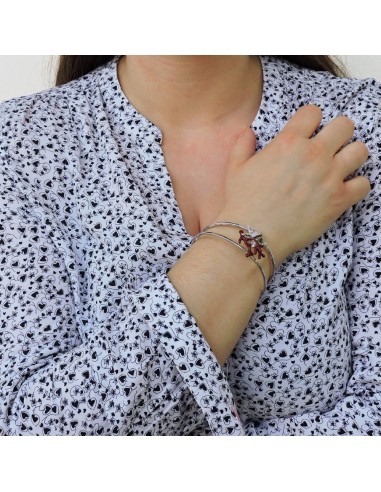 Bracciale Rigido con Stella Marina e Corallo in...