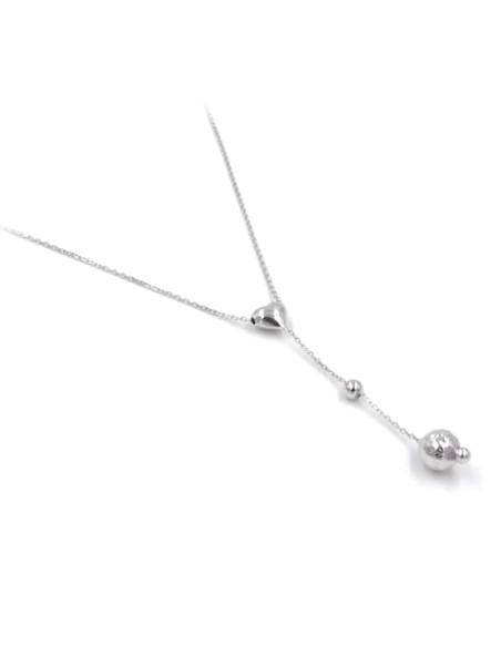 Bracciale Catena Donna in Argento 925 Rodiato con Ciondolo Doppio Cuore