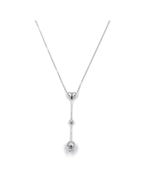 Sterling Silver Heart and Hammered Sphere Necklace