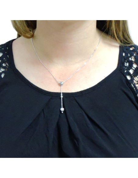 Collana con Cuore e Sfera Martellata in Argento