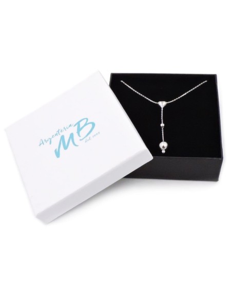 Sterling Silver Heart and Hammered Sphere Necklace