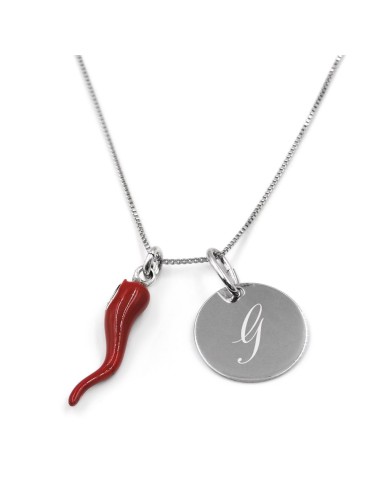 Collana Corno Portafortuna e Medaglietta Personalizzabile