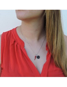 Red Horn Necklace with Customizable Medal  2