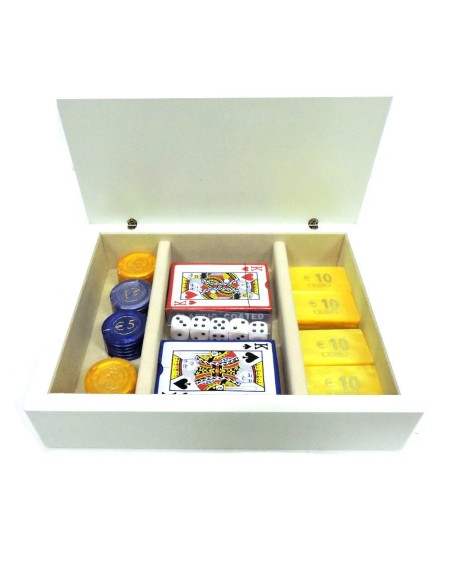 Scatola Gioco in Legno Avorio con Vetro ed Applicazioni in Argento 925