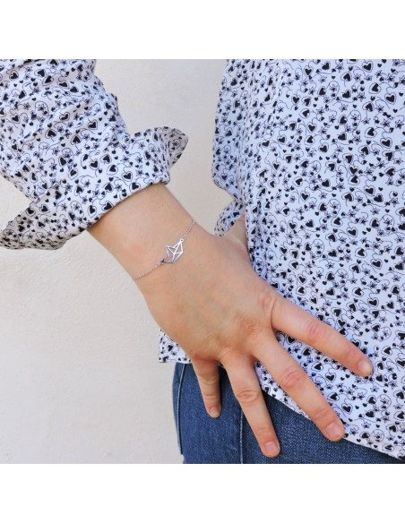 925 Sterling Silver Origami Boat Bracelet 