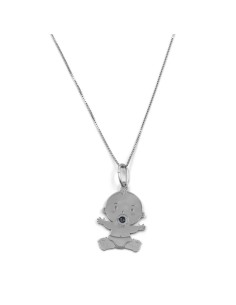 Sterling Silver Necklace with Baby Boy Pendant and Blue... 2