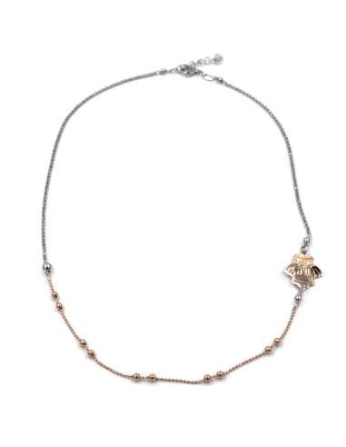 Two Tone Sterling Silver Necklace with Angel