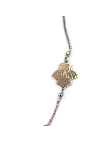 Two Tone Sterling Silver Necklace with Angel