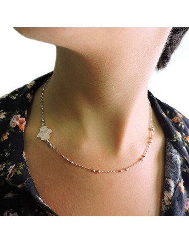 Collana Bicolore in Argento 925 con Angioletto