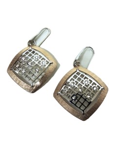925 Sterling Silver Rhombus Earrings With White Zircons