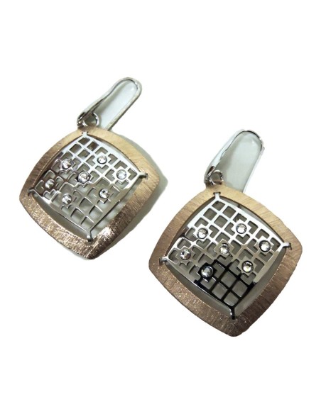 925 Sterling Silver Rhombus Earrings With White Zircons