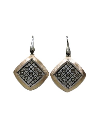 925 Sterling Silver Rhombus Earrings With White...