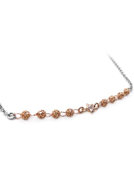 Two Tone Sterling Silver Necklace with Zirconate Star