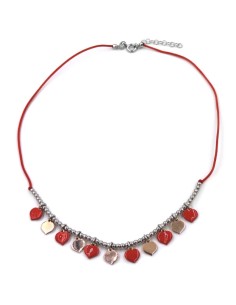 Red Enamelled Rose Gold Plated 925 Sterling Silver Hearts...
