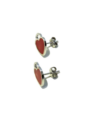 925 Sterling Silver Heart Earrings Enamelled...