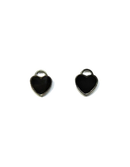 Orecchini Cuore in Argento 925 Smaltato Colori Rosso Nero Turchese