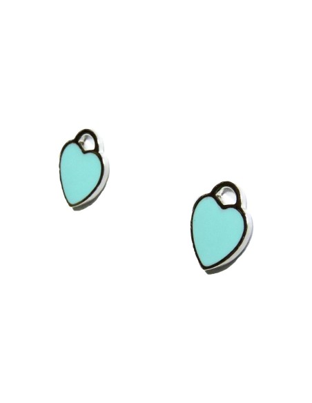 925 Sterling Silver Heart Earrings Enamelled Color Turquoise Red Black