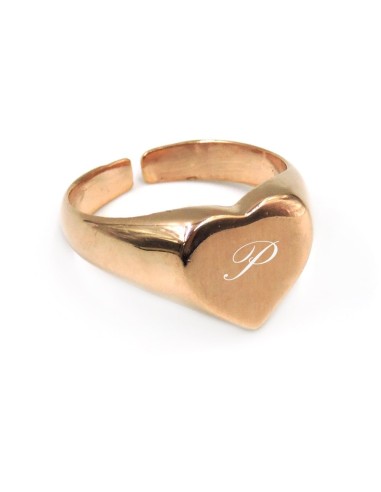 Pink Gold Plated Sterling Silver Heart Shaped Chevalier Ring 