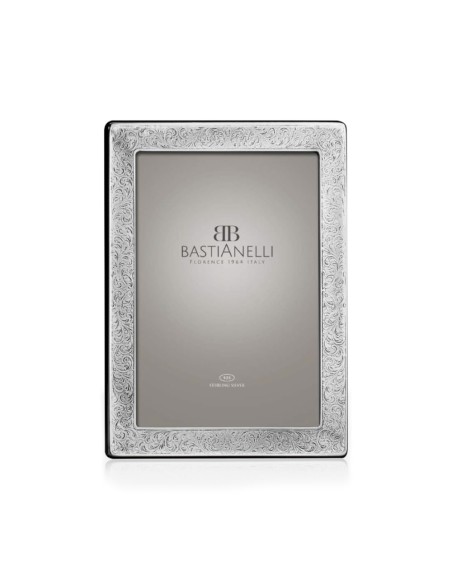 925er Sterlingsilber-Fotorahmen mit Gravierten Blumen, 10x15