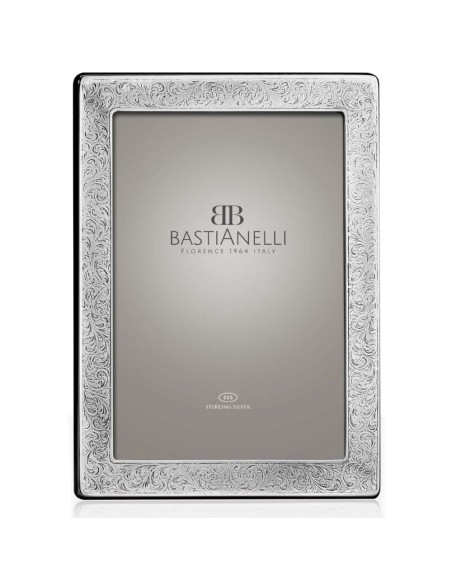 925 Sterling Silver Photo Frame Floral Engraving 7x9