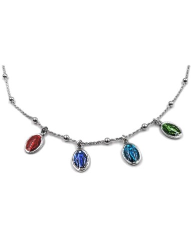 Necklace with Enamelled Virgin of Lourdes Medals