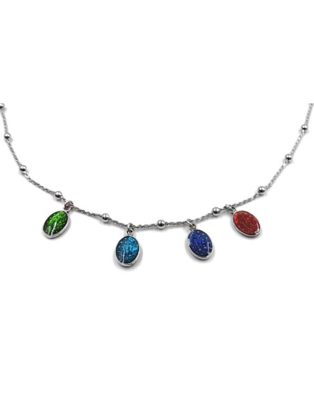 Bracciale Catena Donna in Argento 925 Rodiato con Ciondolo Doppio Cuore