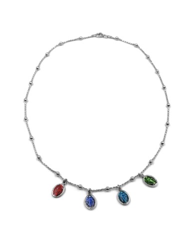 Collana con Madonnine Smaltate Multicolore in...