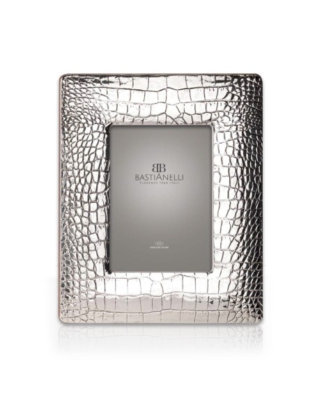925 Sterling Silver Photo Frame Crocodile Skin 4x6 