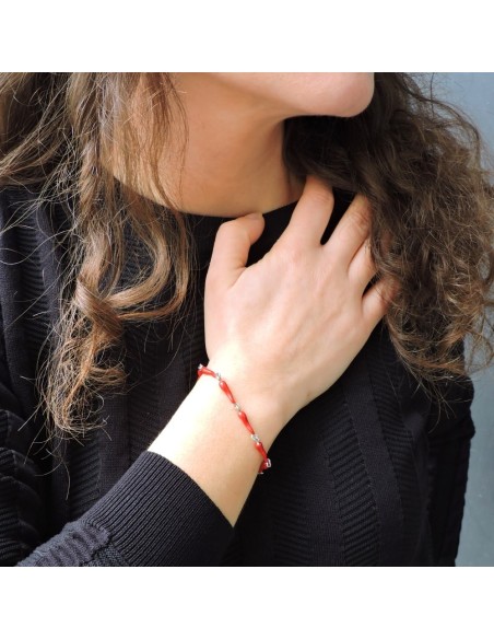 925 Sterling Silver Enamelled and Glossy Lucky Horns Bracelet 