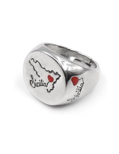 Anello Chevalier Ovale Sicilia in Argento 925 