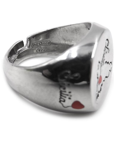 Anello Chevalier Ovale Sicilia in Argento 925 