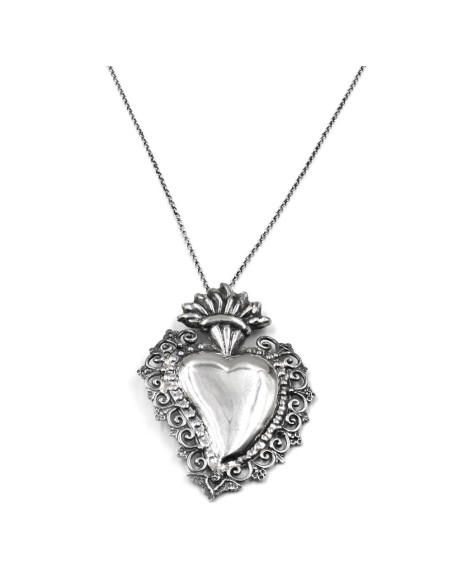 Ex Voto Herz-Halskette aus Sterlingsilber