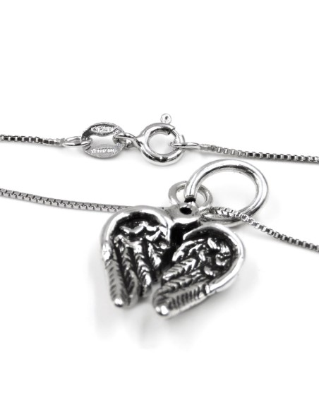 Bracciale Catena Donna in Argento 925 Rodiato con Ciondolo Doppio Cuore