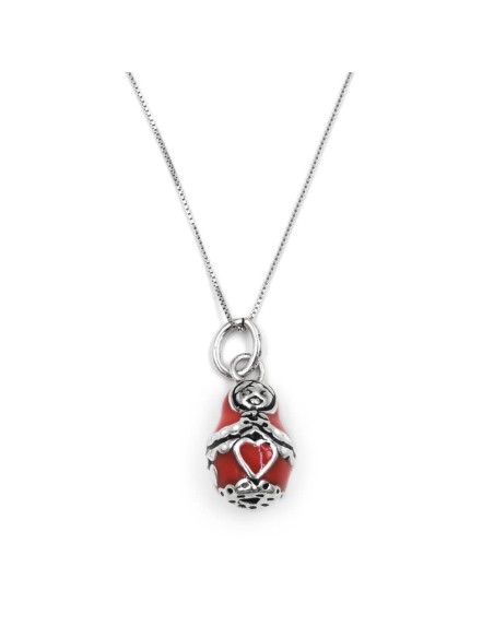 Matryoshka Enamelled Sterling Silver Necklace 