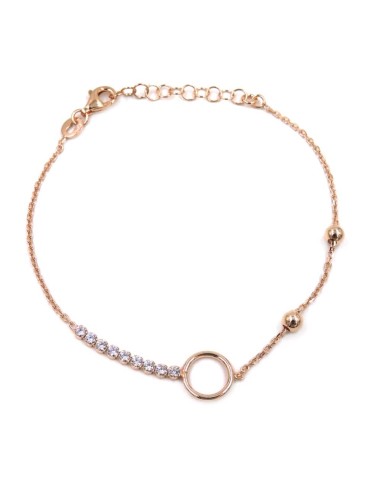 Bracciale in Argento Placcato Oro Rosa e Zirconi 