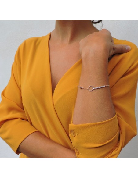 Bracciale in Argento Placcato Oro Rosa e Zirconi 