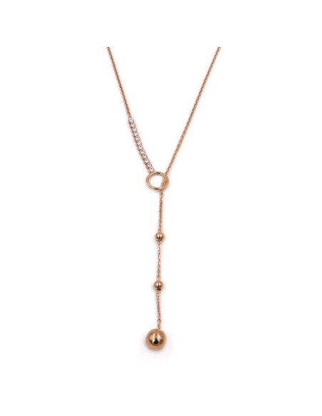 Collana Sfere in Argento Placcato Oro Rosa e Zirconi