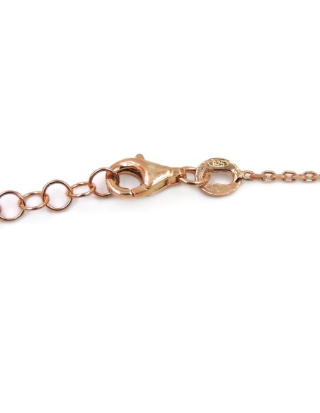 Bracciale Catena Donna in Argento 925 Rodiato con Ciondolo Doppio Cuore